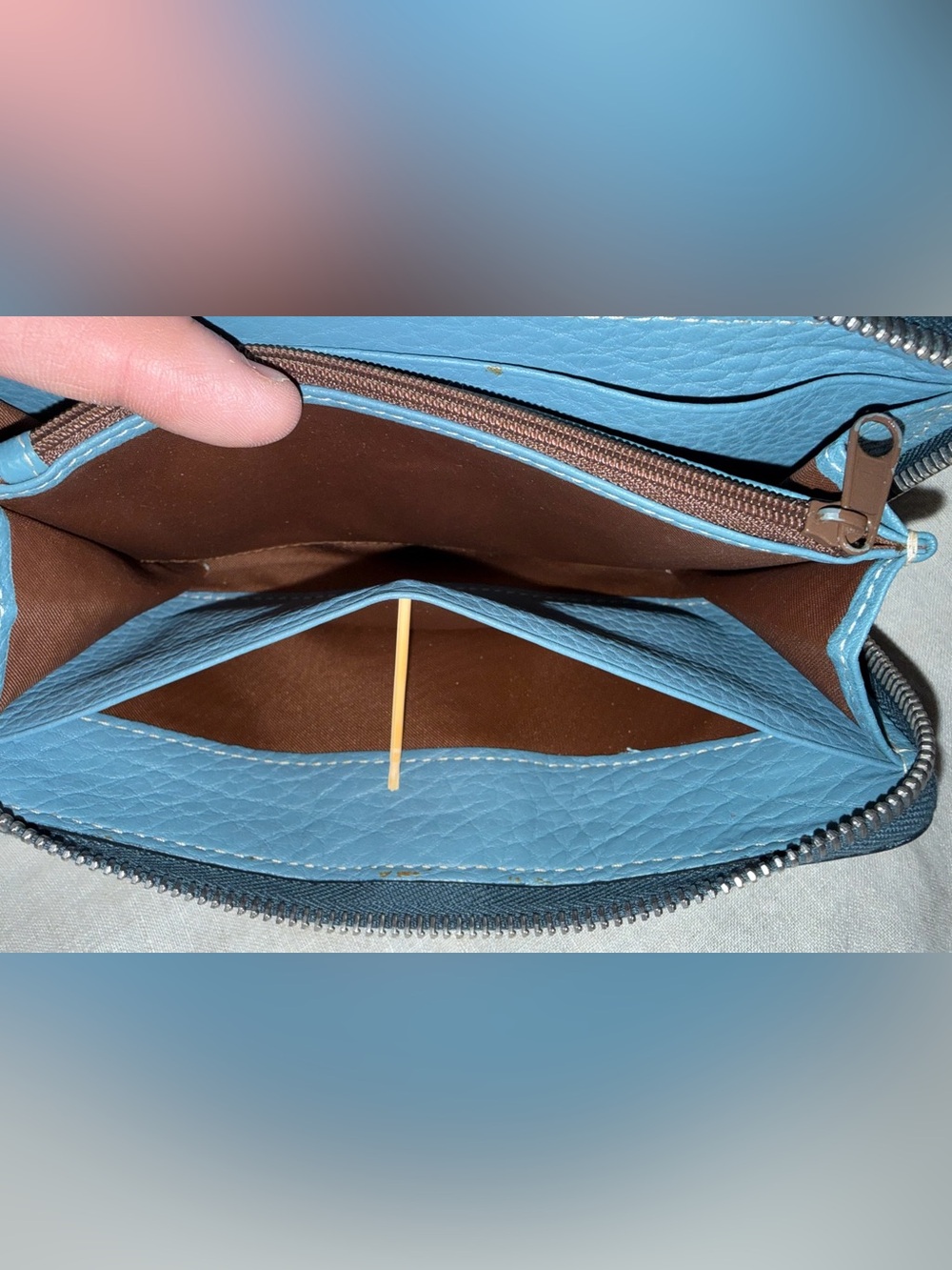 Dooney & Bourke Greyish Blue Zip-Around Leather Wallet - Picture 15 of 16